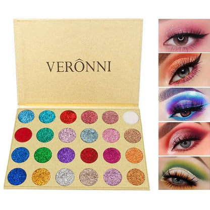 24 Color Shimmer Eyeshadow Palette, Glitter Eye Shadow Makeup Palette, Long Lasting Shimmering Eye Shadow Makeup Products for Women, Gifts for Her