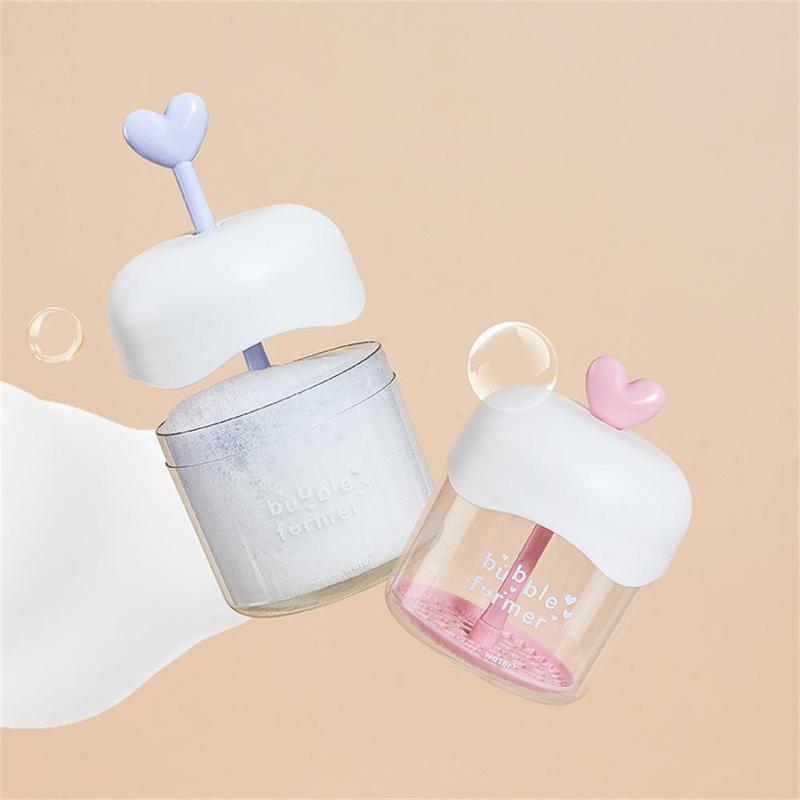 Portable Cute Heart Decor Foam Maker, Handheld Bubble Maker, Foaming Cup, Skincare Tool for Face Washing