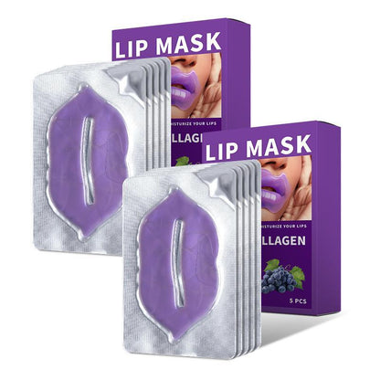 Grape Collagen Lip Mask, 10pcs/Box Moisturizing Lip Mask, Hydrating Lip Care Product for Women & Girls