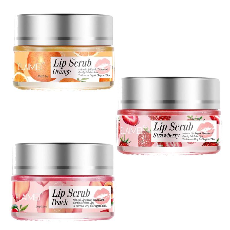 Moisturizing Lip Scrub, 3pcs/set Lip Care Lip Scrub for Women & Girls, Hydrating Lip Balm, Exfoliating Lip Cream, Daily Skincare Product