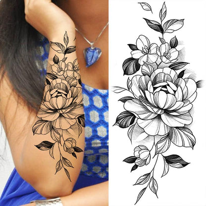 Floral & Snake Pattern Temporary Tattoo Sticker, 8pcs Aesthetic Fake Tattoo Sticker, Body Art Sticker for Women & Men