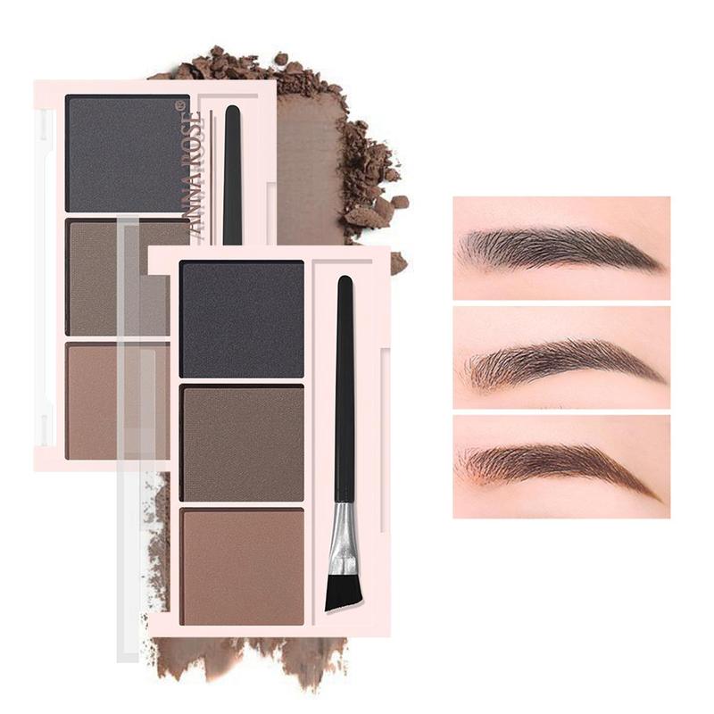 3 Color Eyebrow Powder With Brush, Long Lasting Waterproof Eyebrow Palette, Smudge Proof Eye Brow Powder, Natural Eye Makeup Palette, Eye Brows Makeup Products