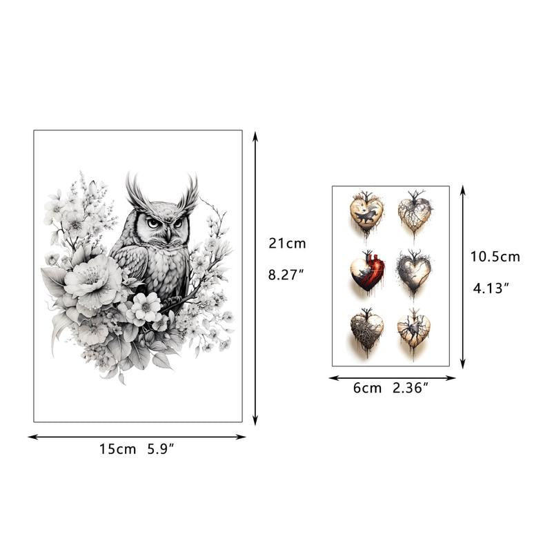 Animal & Flower Pattern Temporary Tattoo Sticker, 44pcs/set Fake Tattoo Sticker, Body Art Sticker for Men & Women