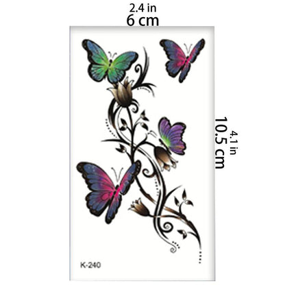 Butterfly & Flower Pattern Temporary Tattoo Sticker (1 Piece), Waterproof Fake Tattoo Sticker, Fake Tattoo Paste, Body Art Tattoo Sticker For Adults, Women, Girls & Men, Temporary Body Art For Festival, Party