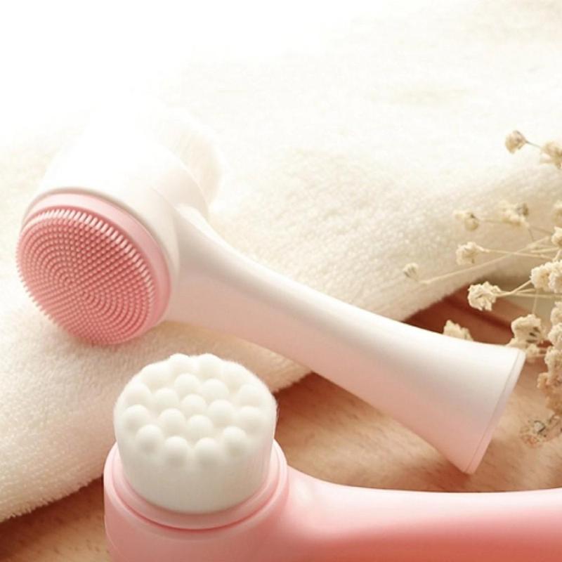 Facial Cleansing Brush, Double Sided Face Scrubber, Facial Skin Massage Brush, Dual Ended Facial Skin Care Brush, Great for Pore Cleaning, Exfoliating, Massaging