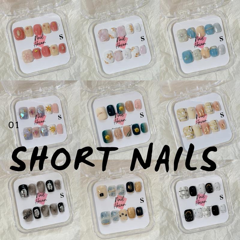 NailHaven| handpainted cute designs | short nails | acrylic press-on| fake nails |Handmade | high quality Press on nails 10 pcs|reusable nails|nail art|nail charm|handmade press ons|u a sacri lic as