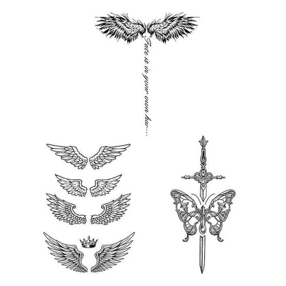 Wing & Butterfly & Sword Pattern Temporary Tattoo Sticker, 3pcs  Fake Tattoo Sticker For Men & Women, Body Art Sticker