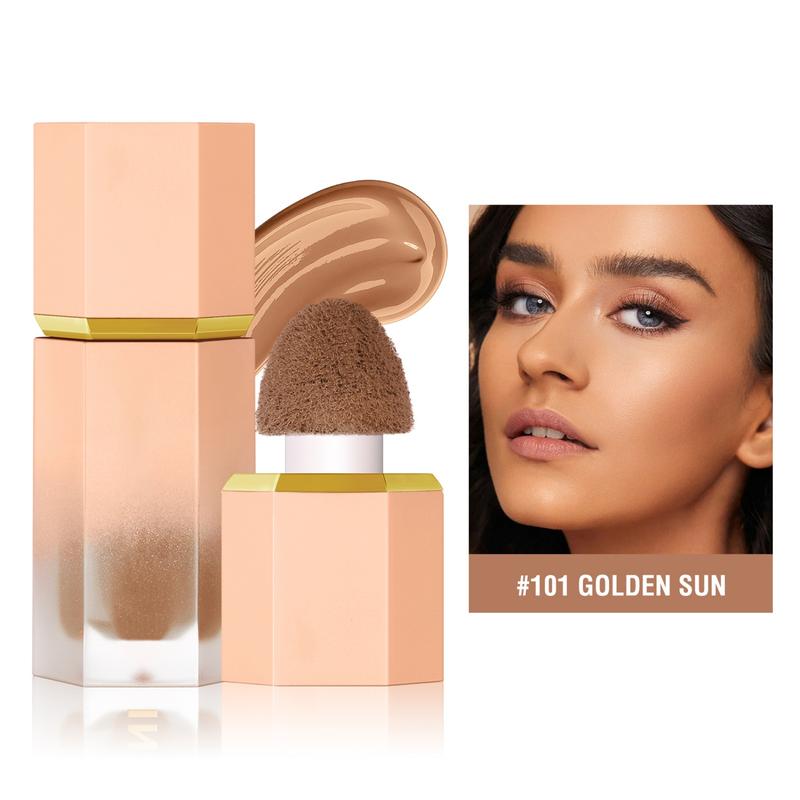 Liquid Contour Stick, Soft  Cream Bronzer, Liquid Face Concealer Contouring with Cushion Applicator,Weightless, Long-Wearing, Smudge Proof Bronzer Makeup