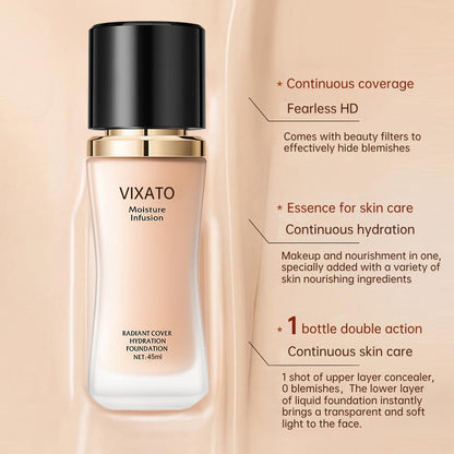 VIXATO oil-control moisturizing foundation sunscreen BB cream, blur blemish concealer, sweat-proof, moisture-proof, and will not clog pores, natural and long-lasting moisturizing concealer hydrating makeup, flawless primer moisturizing concealer BB cream