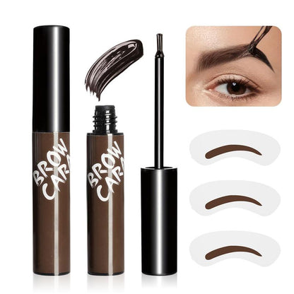 Brow Tattoo Peel Off, Brow Gel Eyebrow Tattoos with Eyebrow Stencils for Women, Eyebrow Gel Waterproof Brow Pencils, Long-Lasting Makeup Create Full Voluminous Brows