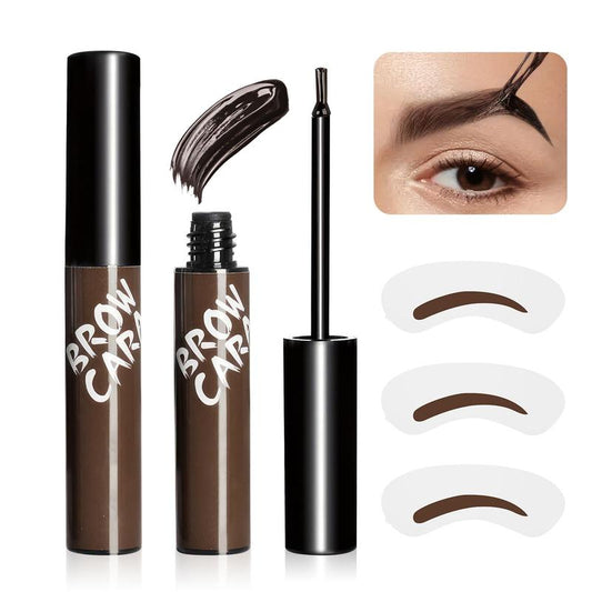 Brow Tattoo Peel Off, Brow Gel Eyebrow Tattoos with Eyebrow Stencils for Women, Eyebrow Gel Waterproof Brow Pencils, Long-Lasting Makeup Create Full Voluminous Brows