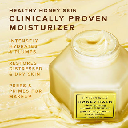 Farmacy Honey Halo Ceramide Face Moisturizer Cream - Hydrating Facial Lotion for Dry Skin