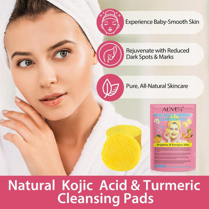 Turmeric Cleansing Pad & Massage Roller Ball Set, Gentle Cleansing Pad, Face and Body Massage Tool, Body Care Kit for Women