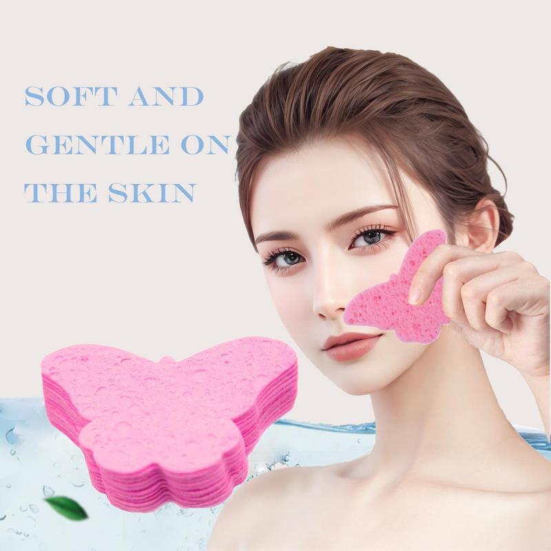 Reusable Facial Deep Cleansing Makeup Remover Sponges, 30pcs Butterfly Shaped Facial Cleansing Sponge, Professional Skincare Tools for Daily Use