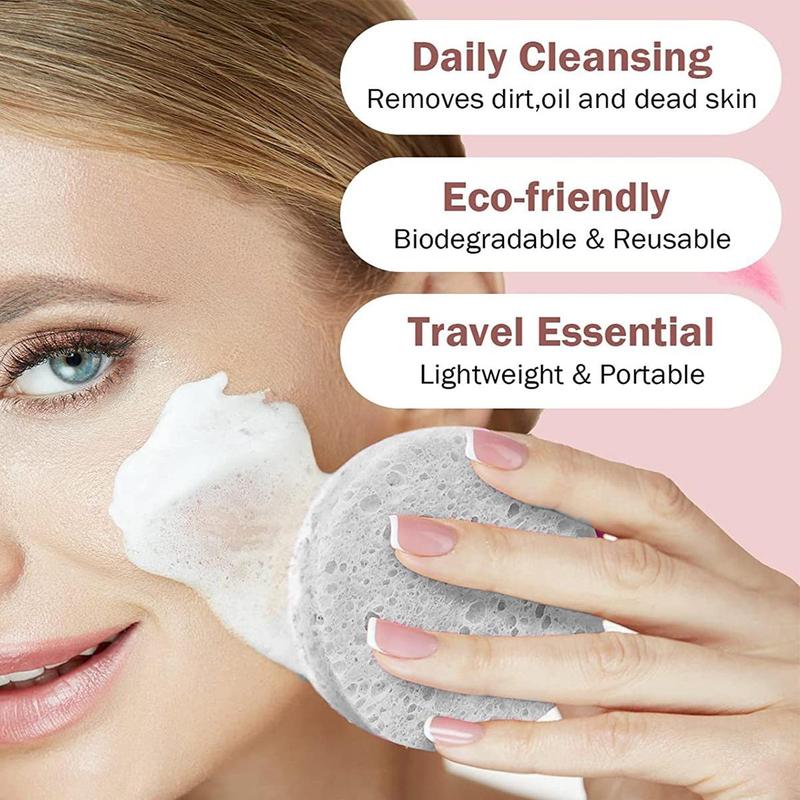 10pcs Natural Compressed Facial Sponge, Facial Cleansing Sponge, Reusable Eco-friendly Round Facial Makeup Cleaning Sponge