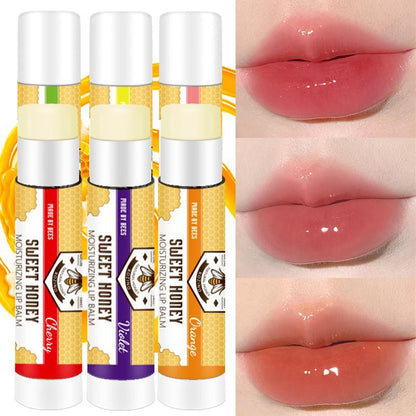 Honey Moisturizing Lip Butter Balm, 6pcs/set Long-lasting Plumping Lip Line Soft Lip Balm, Comfort Lip Skincare Product for Women & Girls