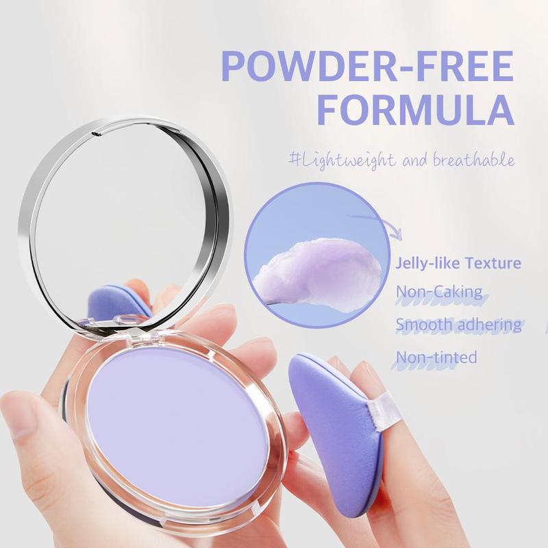 Chillab Lavender Matte Powder - Powderless Compact with Oil-Control Matte Finish, Makeup Setting, Silky Smooth Purple Texture, Invisible Finish, Includes Waterdrop Puff, Suitable for All Skin Tones & Types