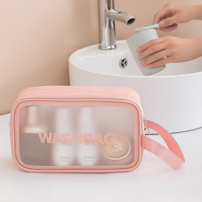 Portable Translucent Travel Toiletry Bag, Matte Waterproof Travel Cosmetic Bag, Wet & Dry Uses Zipper Makeup Organizer Pouch, Great for Skincare