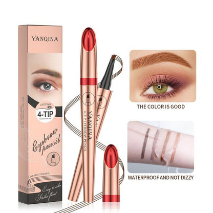 1 Piece 4D Waterproof Eyebrow Pencil, Long Lasting Eyebrow Pencil, Brow Styling Brush For Women & Girls