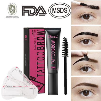 Eyebrow Dyeing Cream,?1 Box Quick Dyeing?Long Lasting?Eyebrow Tinted Cream & Brush & Eyebrow Stencil, Professional Brow Makeup Product