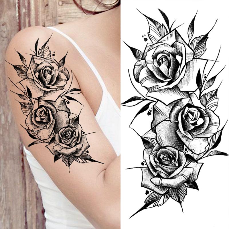 Flower Pattern Temporary Tattoo Sticker, 10pcs/set Fake Tattoo Sticker, Body Art Sticker for Women & Men, Realistic Tattoo Sticker for Arms, Neck, Ankle, Legs, Painless Body Art Decoration