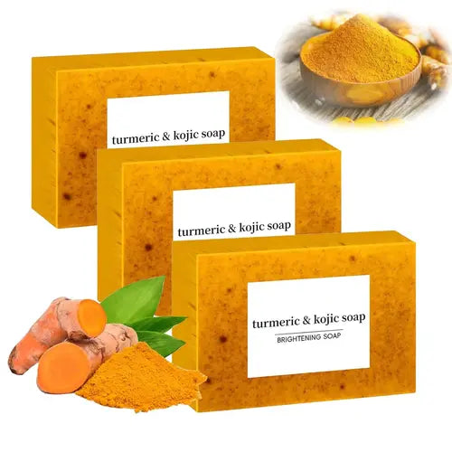 3PCS Lemon Turmeric KojicAcid SoapLemon Kojic Acid Soap BarTurmeric Soap BarKojic Acid SoapDark Spot Remover for Face Skincare Facial