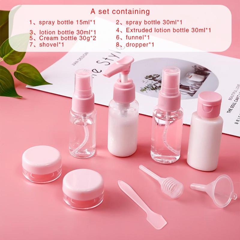 Travel Bottle Set, 9pcs/set Portable Cosmetic Dispensing Bottle, Empty Spray Bottle, Skincare Tools