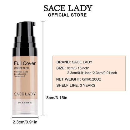 Sace Lady Long-lasting Matte Concealer, 1 Count Highly Concealer Liquid Foundation, Full Cover Flawless Makeup Cream, Pore Minimising Face Corrector