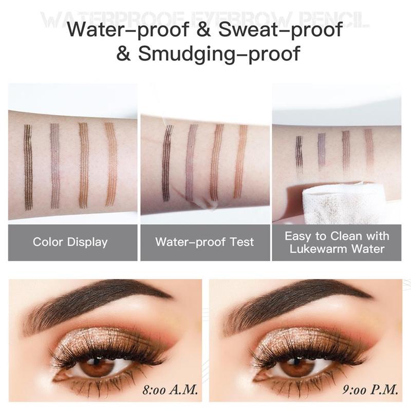 Waterproof 4 Tips Eyebrow Pencil, 1 Count Long Lasting Brow Styling Brush, Brow Shading & Filling Pencil, Eye Brow Makeup Tool, Brow Styling Products