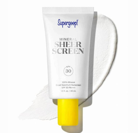 Supergoop! Mineral Sheerscreen SPF 30 PA+++, 1.5 fl oz - 100% Mineral, Broad Spectrum Face Sunscreen + Primer + Helps Filter Blue Light - Satin Finish - For All Skin Types