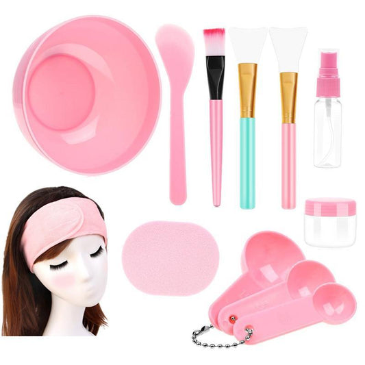 Facial Skincare Tools Set, 12pcs DIY Facial Mask Mixing Tool Set Including Bowl, Silicone Brush, Spatula, Spray Bottle, Powder Puff, Headband, Personal Care Accessories for Home Use