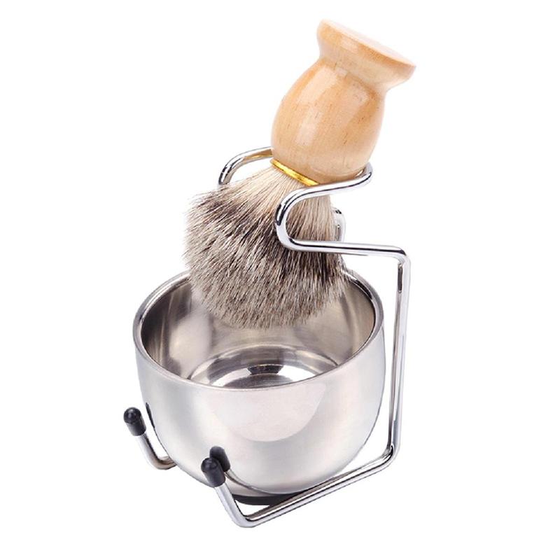 Portable Shaving Brush Set, 1 Count Shaving Brush & 1 Count?Bowl & 1 Count?Storage Bucket, Professional Beard Styling Tool for Men