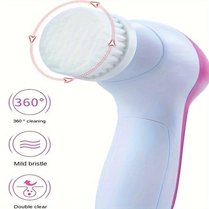 5 in 1 Facial Beauty Care Massager, 1 Box Electric Deep Cleansing Brushes Set, Different Brush Heads for More Cleaning Scenarios, Women's Skincare Tools