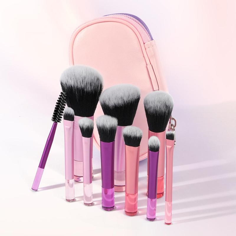 Travel Makeup Brush Set with Bag, 10pcs Soft Bristle Makeup Brush & Storage Box, Professional Makeup Tool, Cosmetic Brush, Makeup Brushes Set, Makeup Products