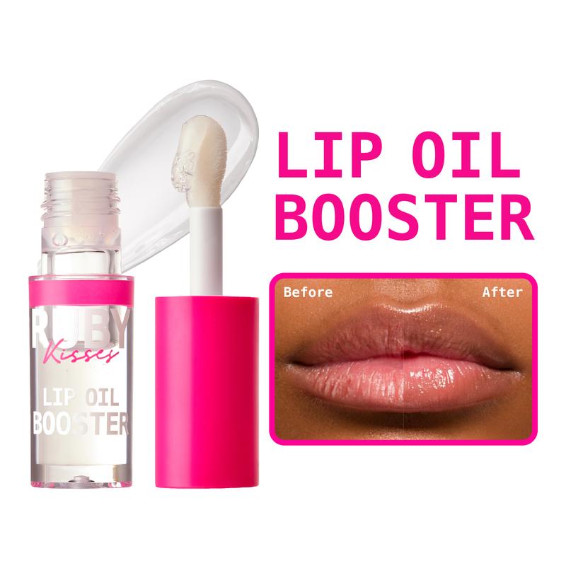 Ruby Kisses Lip Oil Booster, Fat Jumbo Wand, Hydrating Lip Gloss, Non-Sticky Lip Moisturizer, Shiny and Glossy, Nourishing Natural Jojoba Oil Lip Care