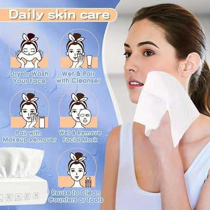 Disposable Face Towel Skincare Products, Dry & Wet Use Facial Cleansing Towels for Summer Gift, Double-sided Design Gentle Makeup Removal Wipes, Trending Products