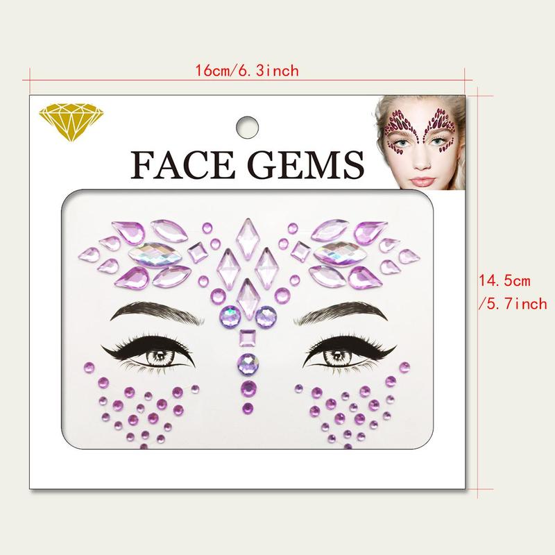 Rhinestone Decor Face Sticker (1 Piece), Temporary Face Sticker for Party, Temporary Rhinestone Decals for Women & Girls