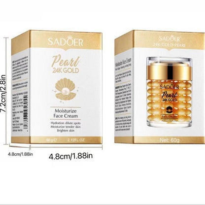 Moisturizing Pearl 24k Gold Facial Skincare Cream, Brightening & Firming Facial Lotion, Beauty & Personal Care Product