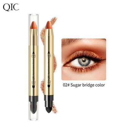 1 Count 2 in 1 Double-ended Highlighter Eyeshadow Stick, Natural Pearlescent Fine Sparkling Contouring Eyeliner Lying Silkworm Pen, Eye Brightening Makeup Stick