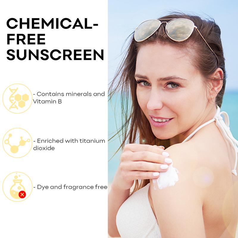 SYABO Mineral Sunscreen, SPF 50+ Sensitive Mineral Sunscreen with Titanium Dioxide, Water Resistant Sun Cream, Broad Spectrum UVA/UVB Sun Protection, 1.7 FL OZ Facial Moisturize Skincare Skin Repair centella serum