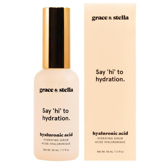 grace & stella Hyaluronic Acid Serum for Face 50ml Anti-Aging Illuminate Hydrate Brighten Transform your Skin Care Lightweight Moisture Skin Repair Vegan and Paraben-Free Reduce Lines Wrinkles Dark Spots Dark Circles and Scarring Lightening Moisturize