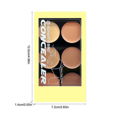 6 Color Concealer Palette, 1 Count Natural Look Concealer Palette, Long Lasting Concealer Palette, Makeup Palette for Women