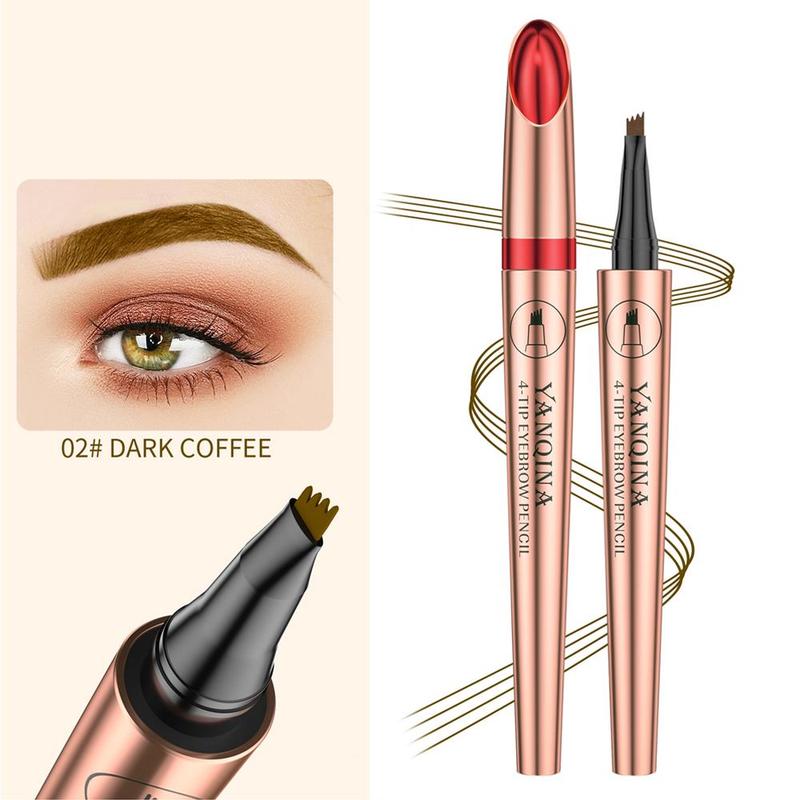 Brow Shading & Filling Pencils, 1 Count 4-tip Waterproof Long Lasting Liquid Eyebrow Pencil, Eye Brow Makeup Products for Women