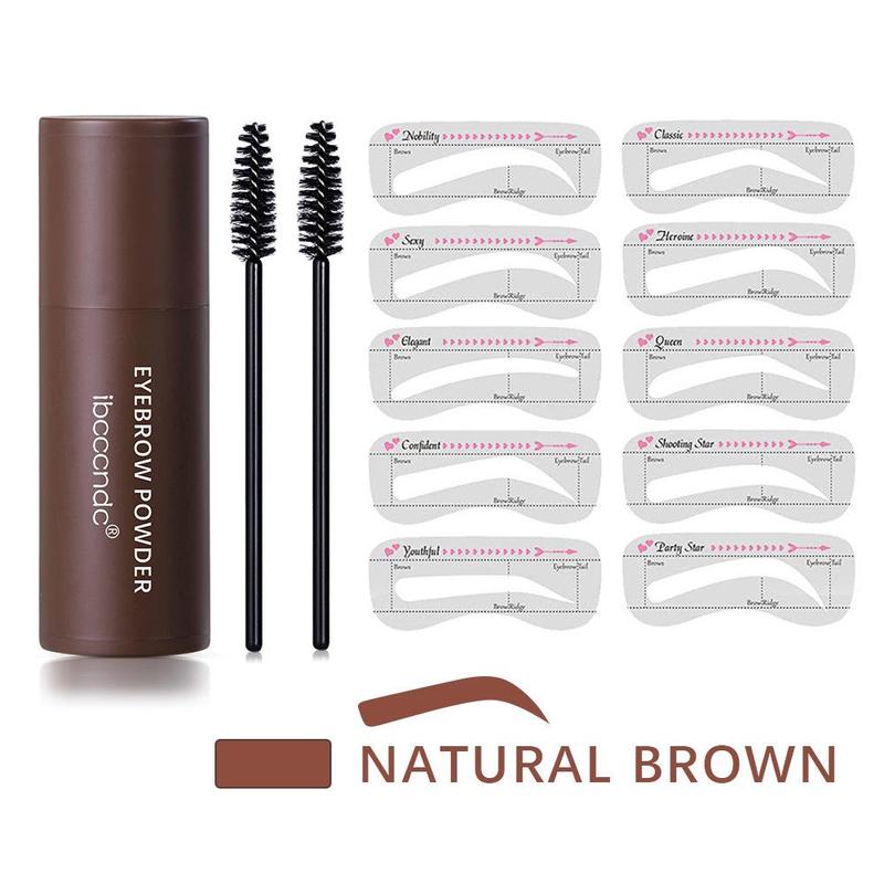 Eyebrow Powder & Eyebrow Brush & Eyebrow Stencil Kit, 1 Set Easy Coloring Eyebrow Powder Stick, Tinted Powder, Eyebrow Stencils, Eyebrow Brushes, Eyebrow Makeup