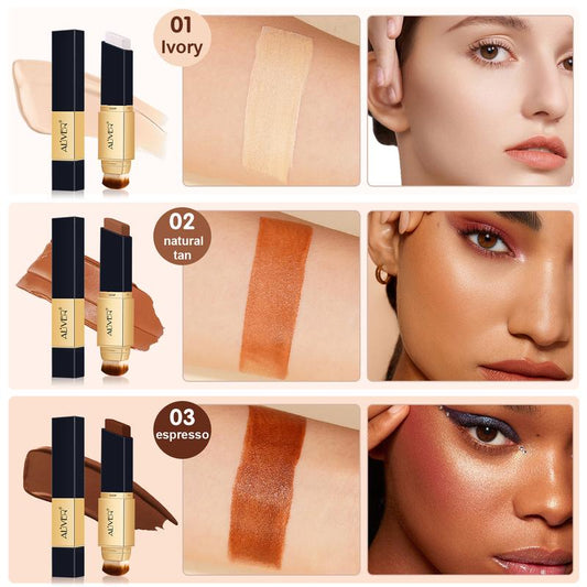 [Ready Stock] Aliver 2 in 1 Foundation Stick, 3 Shades (Ivory/Natural Tan/Espresso), Water-proof & Sweat-proof, 6 Hours High Coverage, Easily Create Professional Matte Makeup