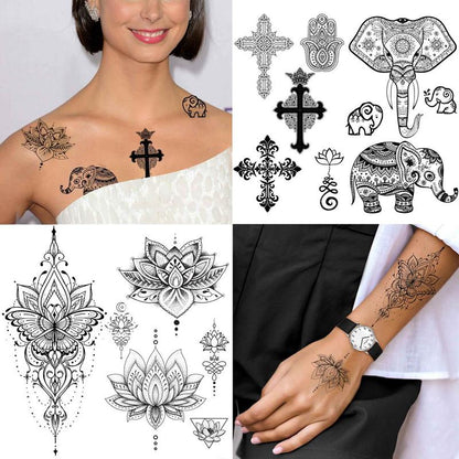 Vintage Butterfly & Moon Pattern Temporary Tattoo Sticker, 28pcs/set Waterproof Fake Tattoo Sticker, Body Art Sticker for Women & Men