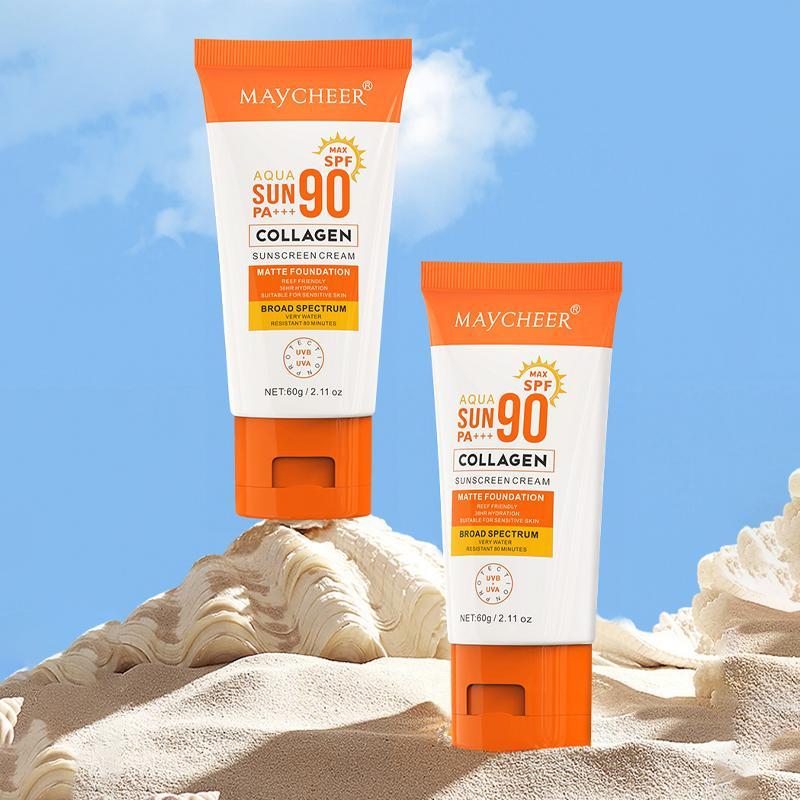 Collagen Sunscreen Set, 2 Counts/set Refreshing and Non-sticky Sunscreen, Moisturizing Sun Care Product for Women & Men