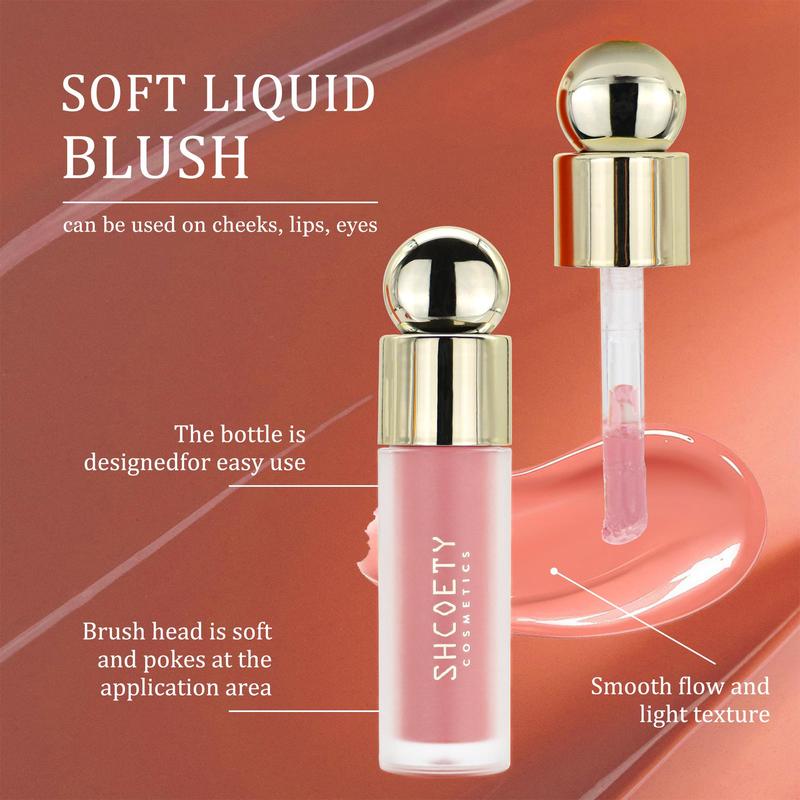 Long Lasting Liquid Blusher, Natural Look Blush for Cheeks, Lips, Eyes, Smudge-Proof Lightweight Moisturizing Flawless Liquid Blush,?Soft Color Shadow?Cosmetic