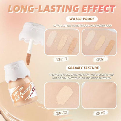 Long-lasting Concealer with Build in Brush, 2 Counts/set Full Coverage Flawless Makeup Cream, Lightweight Concealer