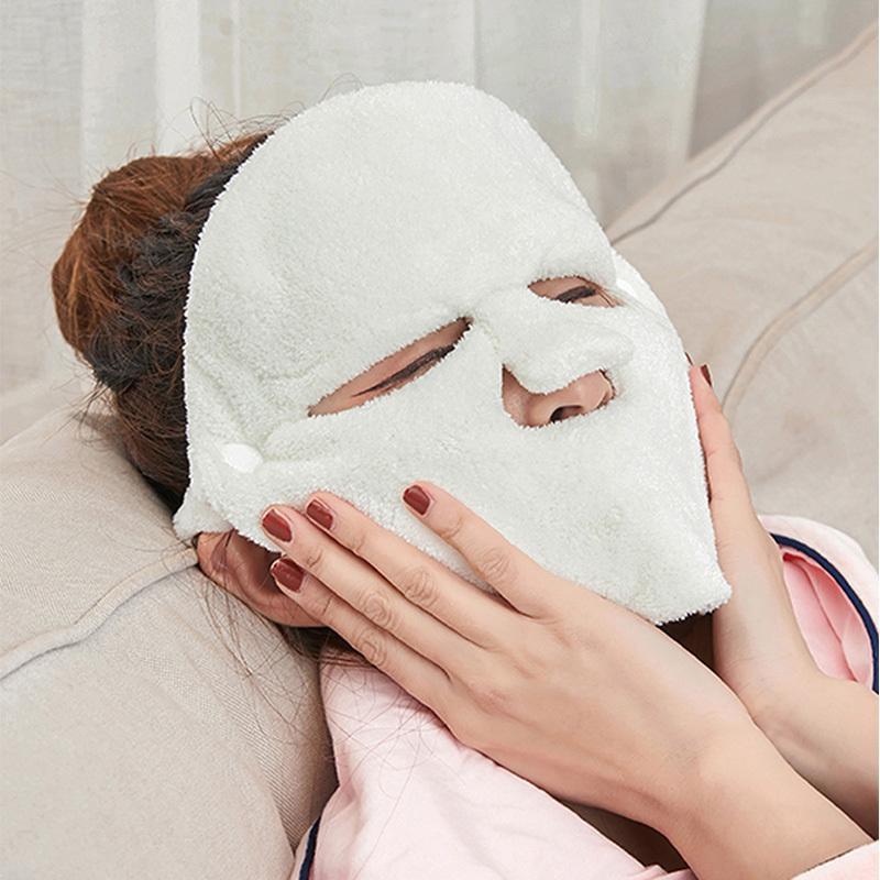 Modern Reusable Fleece Face Mask, Facial Steamer Towel, Ice Towel Mask, Dry & Wet Compress Towel for Home Spa, Facial Skin Care Towel with Elastic Ear Bands